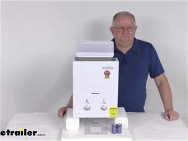 Review of Excel RV Water Heaters - Tankless Ventless Water Heater - EX93FR  Video | etrailer.com